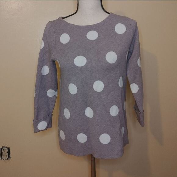 Cynthia Rowley Size Small Light Purple White Polka Dot Sweater Soft Casual S - Picture 7 of 14